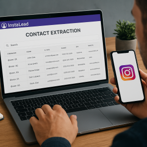 Profissional usando o InstaLead para extrair contatos do Instagram e gerar leads qualificados.